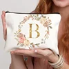 Floral Hoop Initial Zipper Makeup Pouch Travel Essentials Wedding Makeup Storage Organizer Bachelorette Party Gift Bag for Girls 3