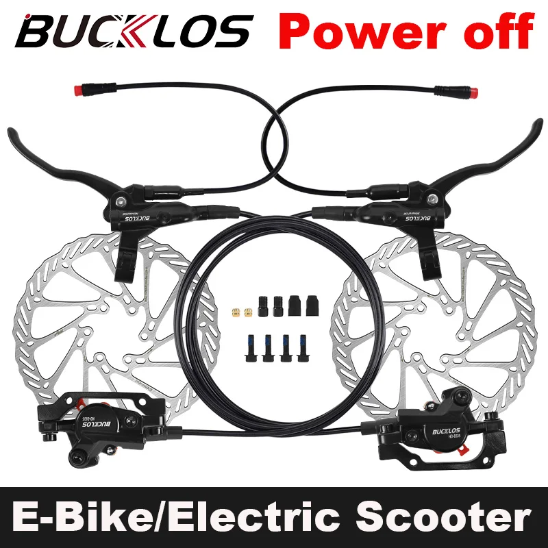 BUCKLOS Bicycle Hydraulic Oil Disc Brake Set E-Bike Scooter Mtb Folding Bike Power-off Brakes 2 Piston Caliper Brake Parts