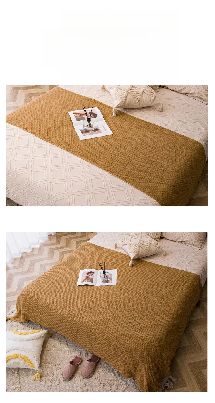 Ligh Luxury INS Ανεμικό Διχτυωτό Κόκκινο Χειροποίητο Blanke Αναψυχής Μεσημεριανό Γραφείο Καναπές Φούντα Blanke Απλό Κρεβάτι Flag Κρεβάτι Ουρά_voghion.com