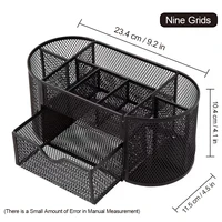 1pc Metal Multifunctional Pen Holder Office Supplies Creative Cool Crafts Desktop Hollow Storage Box 2