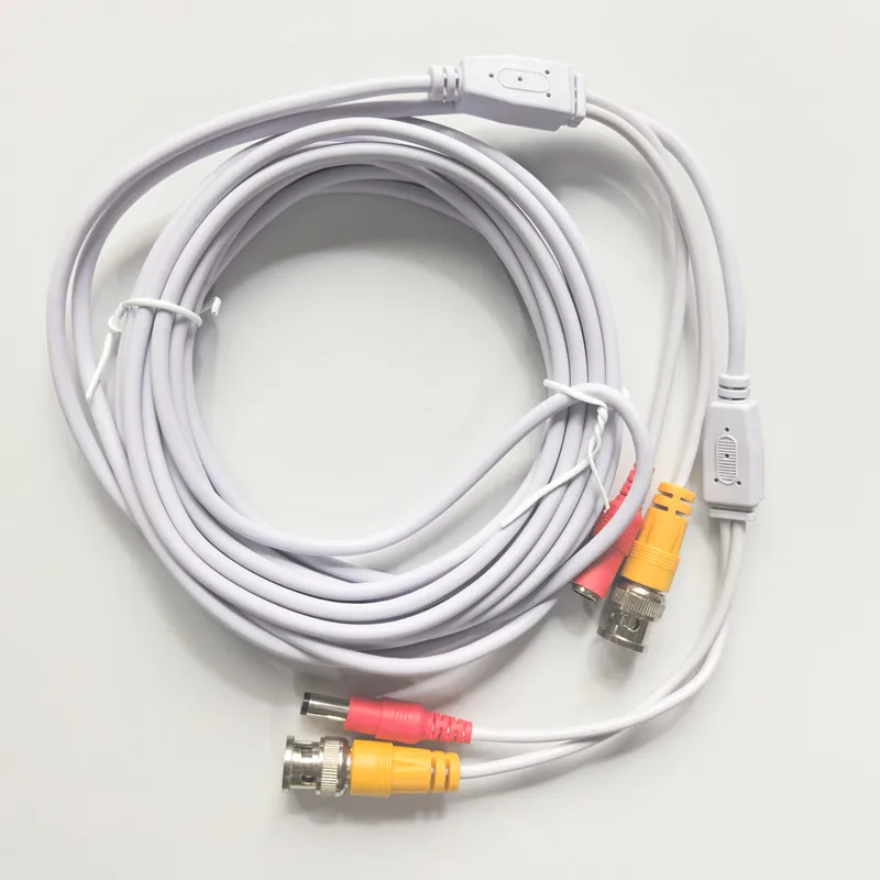 White 2-in-1 BNC + DC Power Video Extension Cable