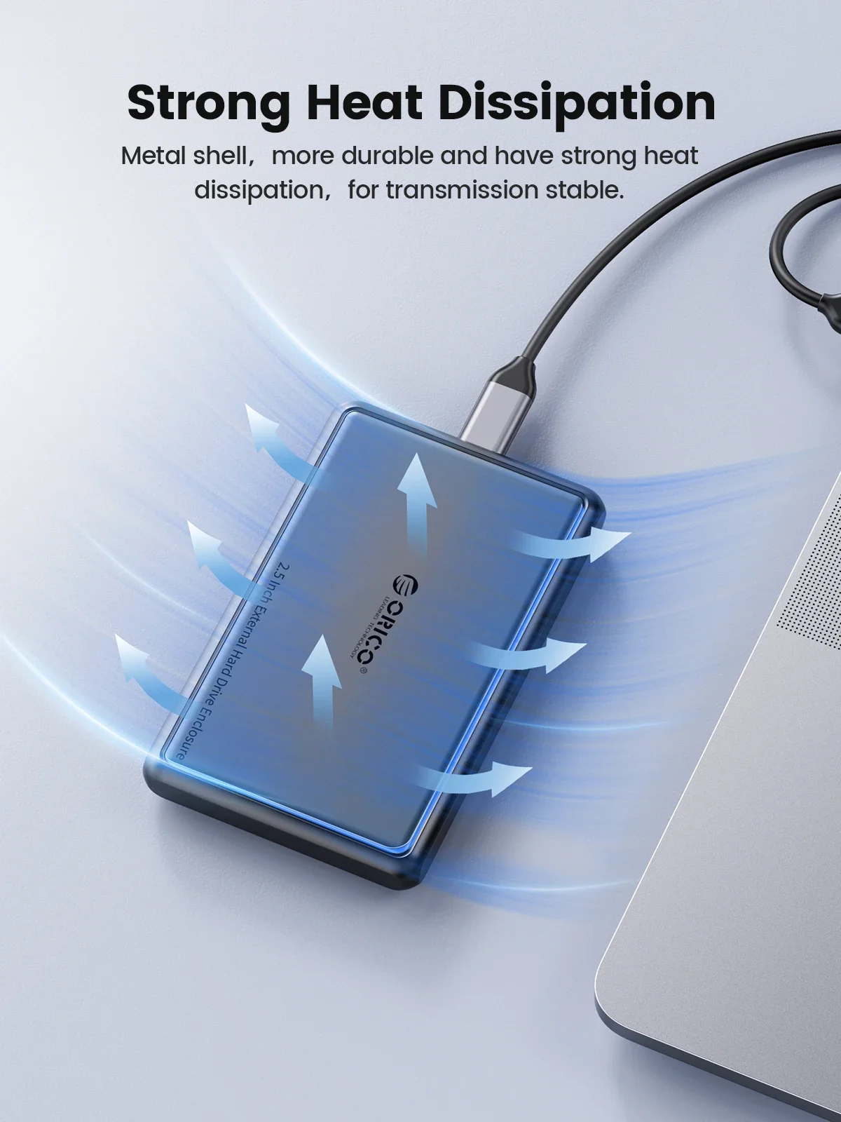 ORICO 2.5인치 외장 HDD 케이스 5Gbps SATA to Type-C 하드 드라이브 인클로저 (SSD HDD PC 노트북용) 금속+ABS 케이스 방열