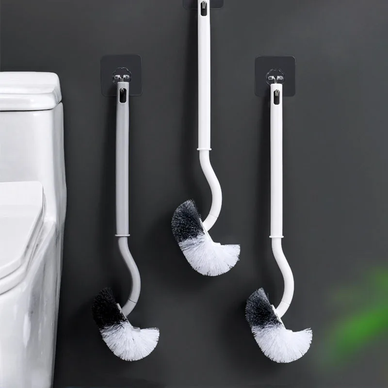 MultifunctionHeadPlasticToiletBrushCurvedBathroomCleaning