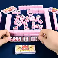 Chinese Style Mini Mahjong Set Mahjong Tiles Set Mini Game Mah-Jongg Set Travel Family Leisure Time Game Traditional 1