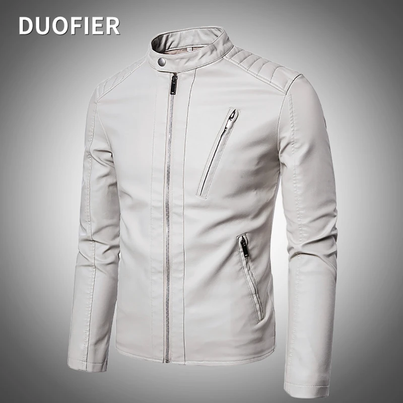 

Men 2023 Faux Leather Jacket Motorcycle Autumn Men's Jackets White Jaqueta De Couro Masculina Outwear Male PU Leather Coats 5XL
