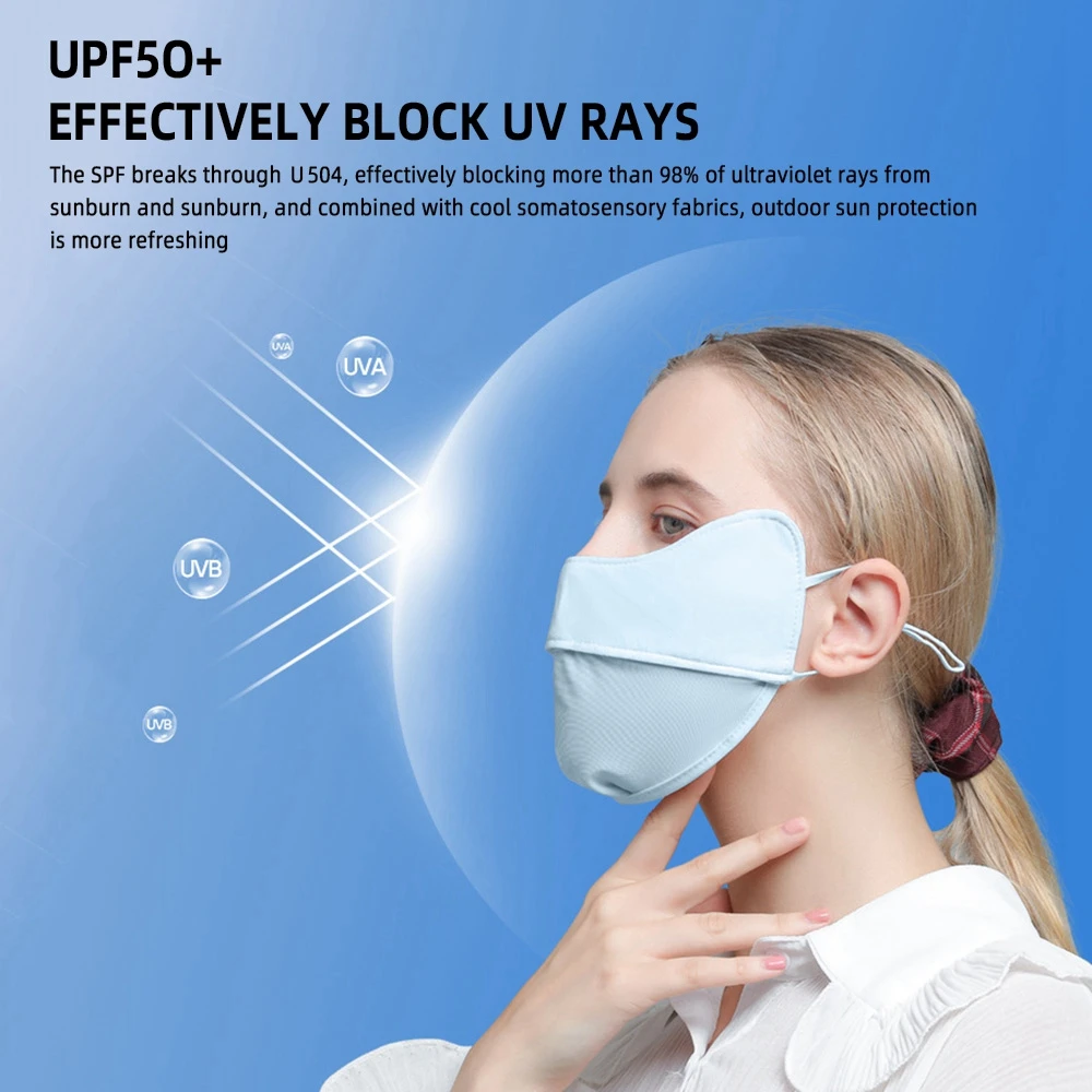Ice Silk Sunscreen Mask Female Hair Summer Cycling Breathable Anti-ultraviolet Hanging Ear Type Eye Protection Mask For Men