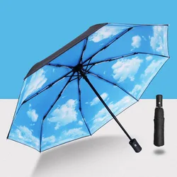 Deluxe Automatic Windproof Compact Umbrella with UPF 50+ Protection - Metal - fiber composite (Automatic Sky)