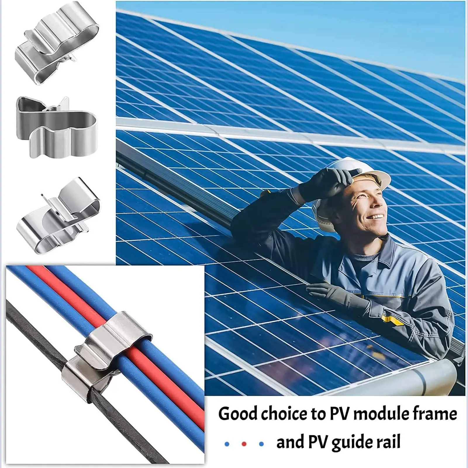 Solar Panel Cable Clips Stainless Steel Steel Photovoltaic Wire Clip Strong Stress Support Unique Structure for home