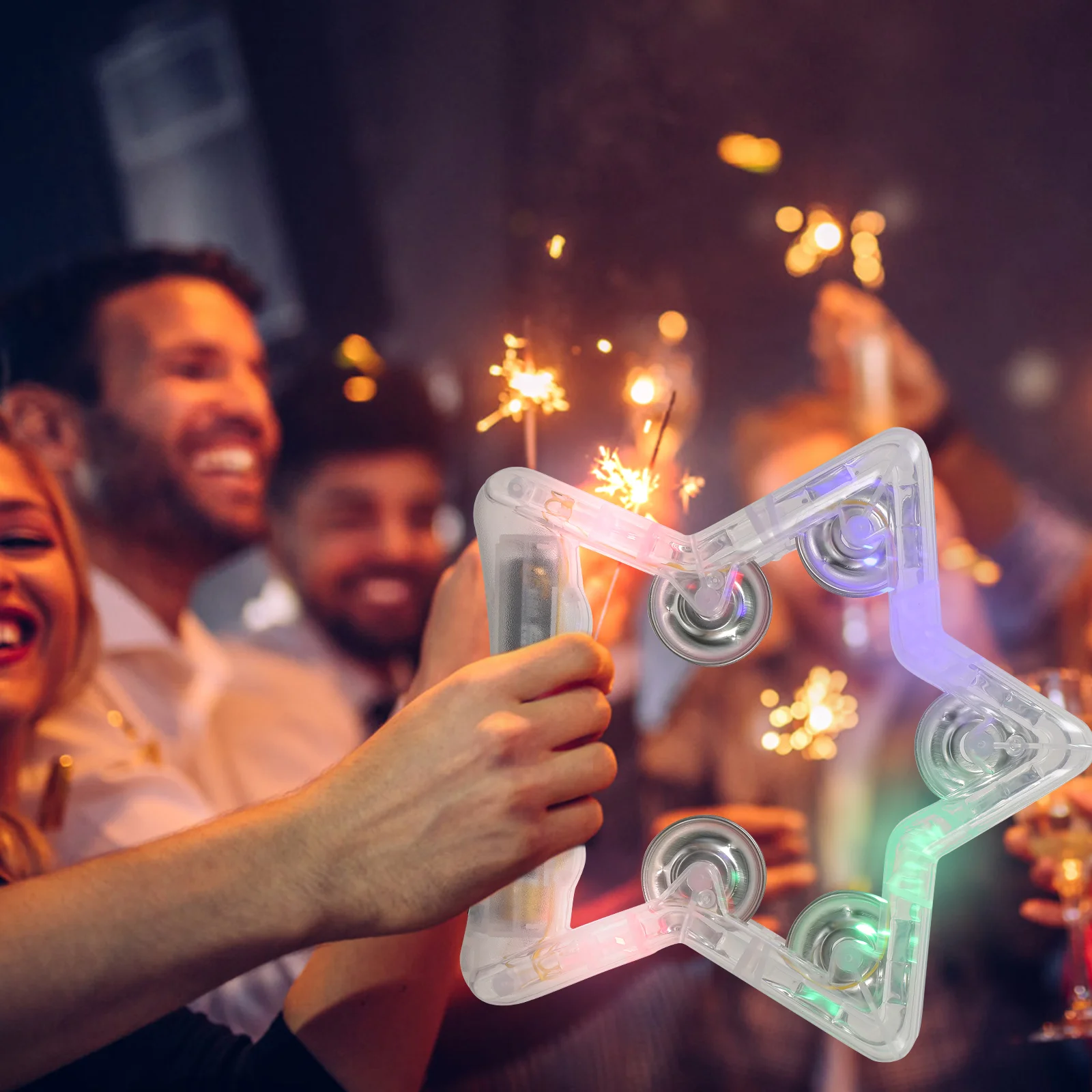 Five Pointed Star Flashing Rattle Light Up Tambourines Musical Instruments LED Tambourine Percussion Toys For Party