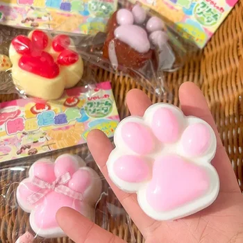Cat Paw Mochi Taba Silicone Slow Rebound Pinch Decompression Toy Squishy Fidget Toy Cute Plush Cat Paw Stress Release Vent Toy