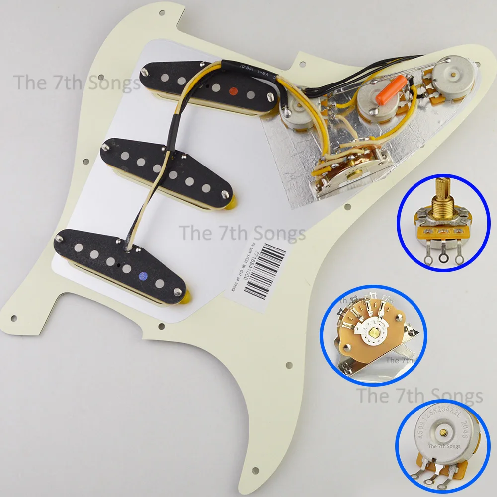 Musiclily Pickguard Pré-câblé SSS Loaded 11 Trous – 3 Micros Simple Bobinage Pour Fender Strat USA/Mexico/Squier