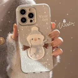Snowman Glitter Shiny Stars Cartoon Phone Case for iPhone 14 Pro (Style 1)
