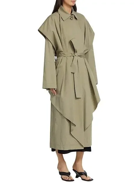 

2023 Autumn and Winter Wet Sand Color Mid-length Loose Silhouette Detachable Trench Coat for Women New