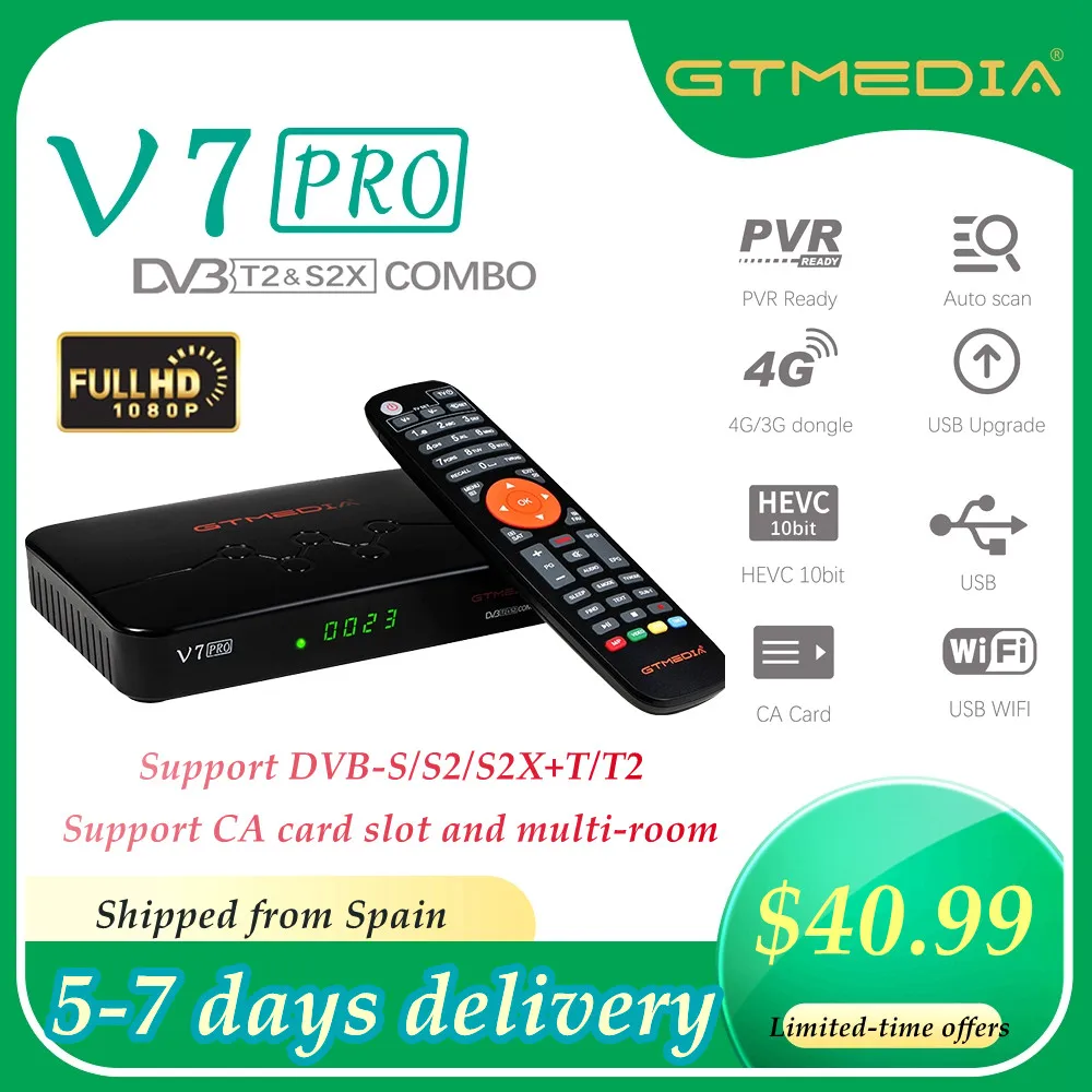Gtmedia V7 Pro Satellite Tv Receiver Dvbs2/s2x+t/t2 Powrvu Biss Fully