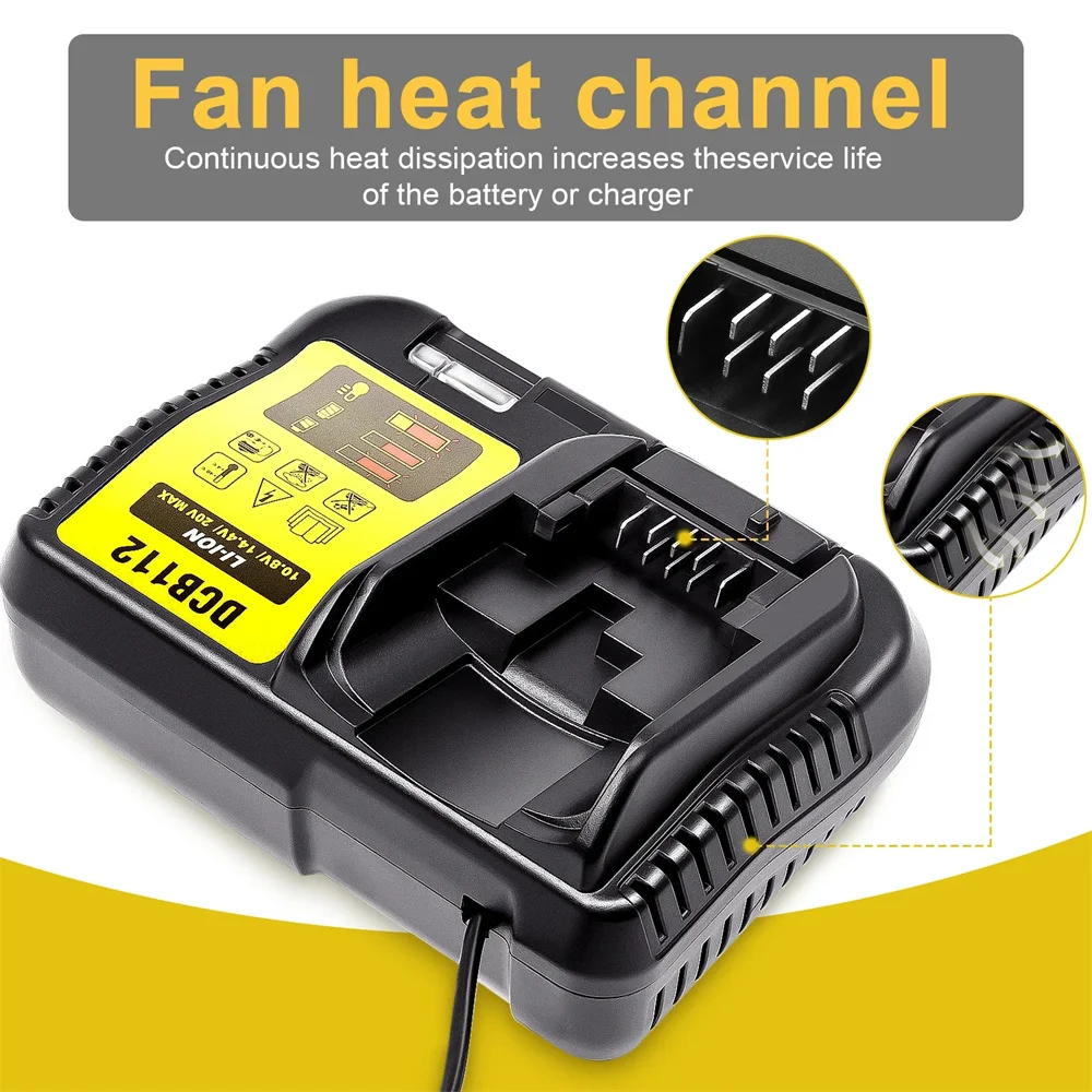 Battery Charger DCB112 2A For Dewalt 10.8V 12V 14.4V 18V 20V
