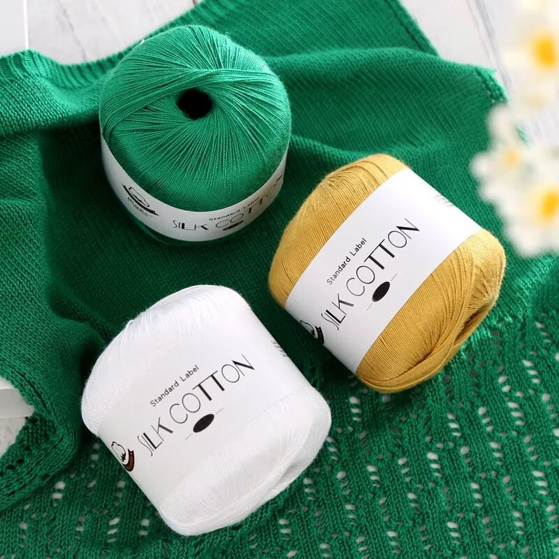 200g pure silk cotton bud silk thread, 100% pure cotton fine yarn used for hand weaving hollowed out shawl sweaters and hats 3