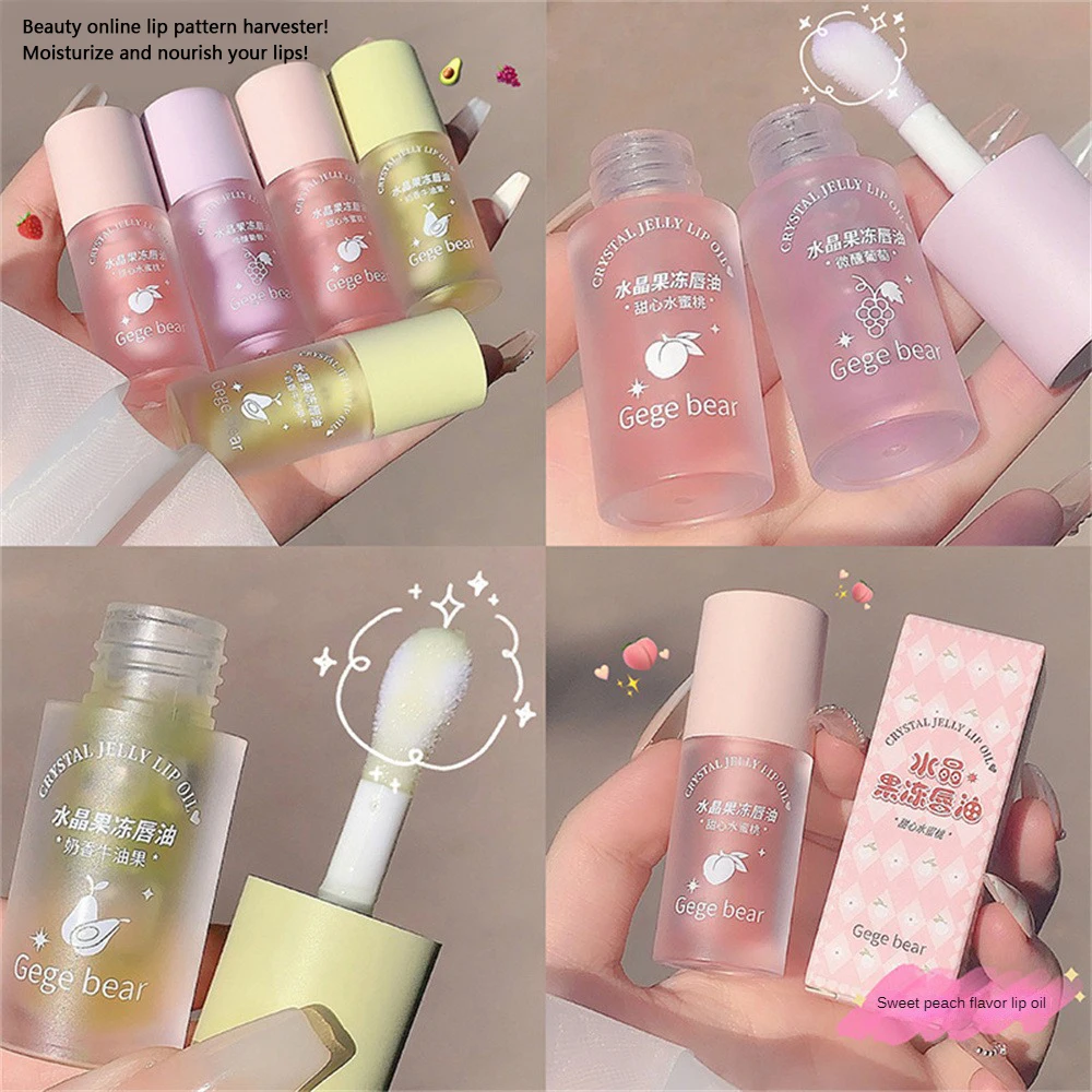 Fruity Crystal Jelly Lip Oil Hydrating Plumping Lip Coat for Lipstick Clear Lip Plumper Serum Tint Lips Care Makeup Cosmetic 2