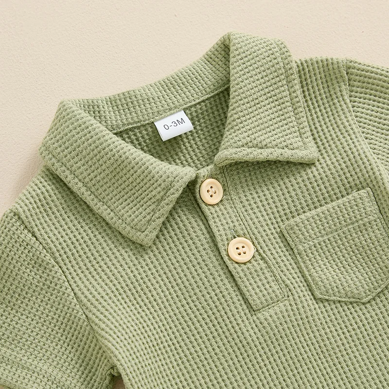 Baby Boys Waffle One Piece Bodysuits