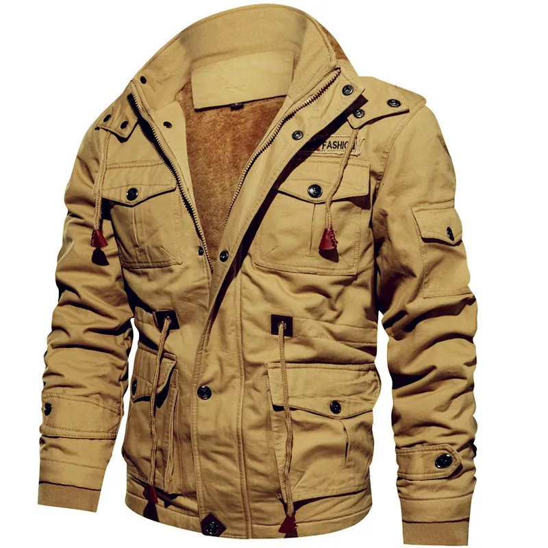 Thick Medium Length Washed Cotton Jacket Added Fleece Cotton Jacket Oversized Loose Stand Up Collar Warm Windproof Comfor