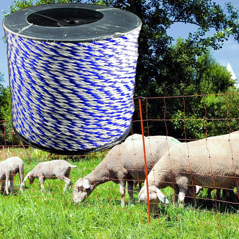 200m Roll Polywire Electric Fence Stainless Steel Poly Wire Energiser Insulator For Farm Garden Livestock