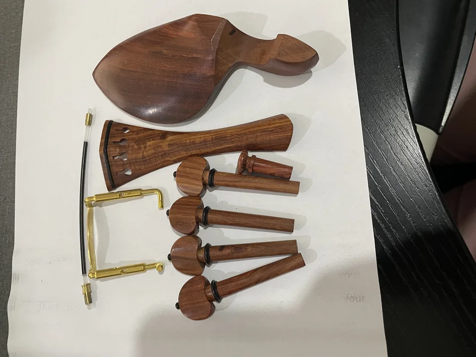 Un Set Di Accessori Per Violino In Ebano Cordiera Trafile 4 Pioli Parti Della Manopola Della Mentoniera 4/4 3/4 1/2 1/4 Accessori Per Violino (Size : 4/4 - Foto 13
