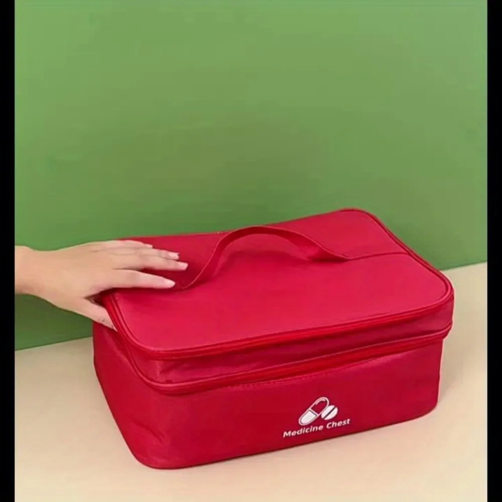 Large Capacity Portable Medicine Storage Bag - Durable Nylon Zippered Pill Case for Home and Travel Organization