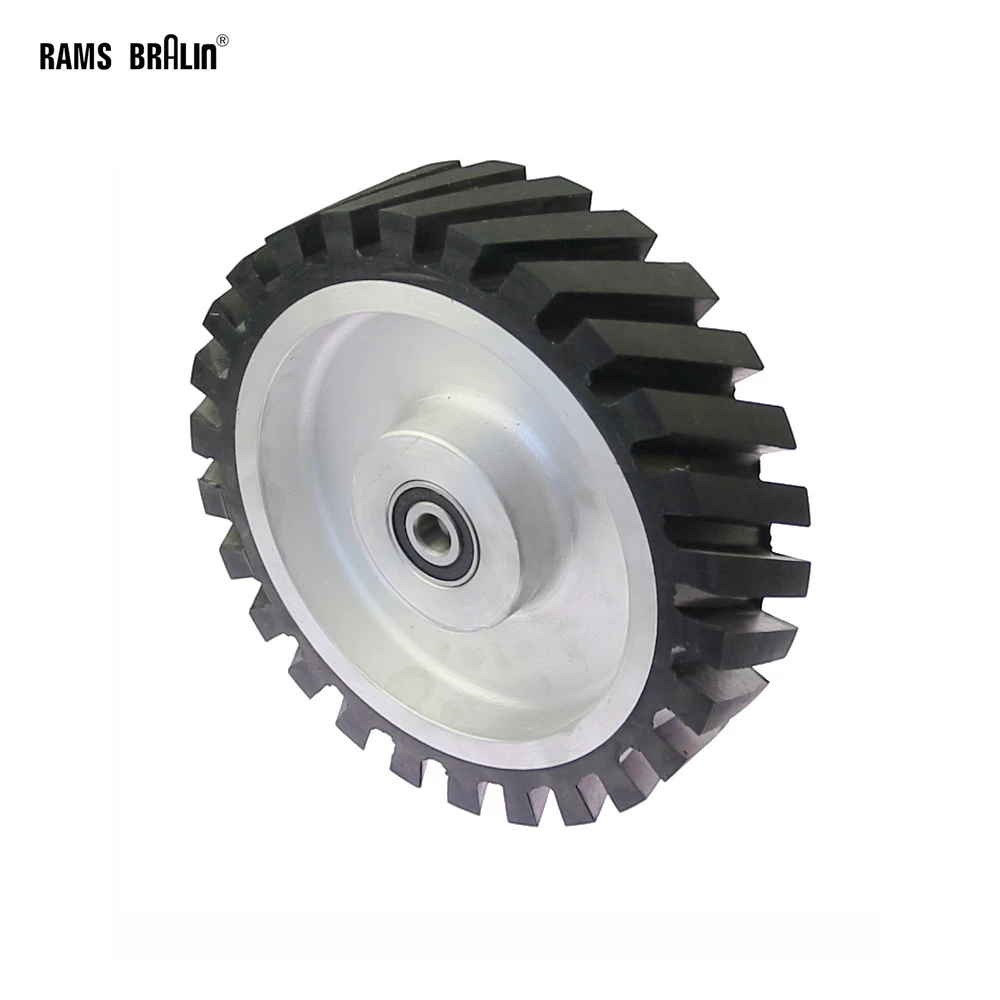 200*50mm Serrated Rubber Contact Wheel Belt Sander Polishing Wheel Abrasive Belts Set Abrasive