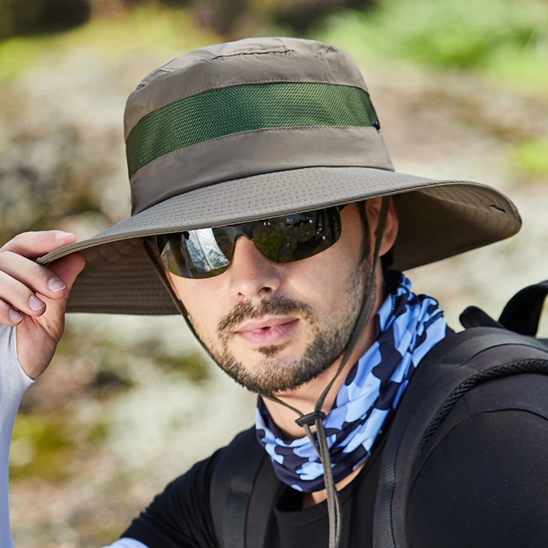 

Summer New Sunscreen Hat for Men Breathable Mesh Outdoor Fishing Mountaineering Big Eaves Sunshade Fisherman Hat for Women