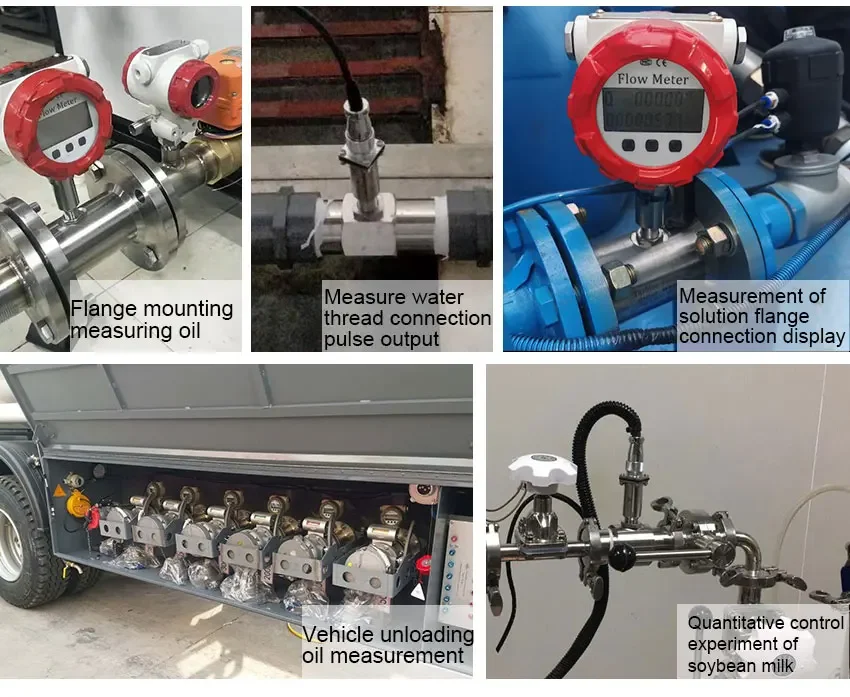 Flange Connection 304 SS Turbine Flow Sensor Water Fuel Oil Diesel Flowmeter Pu