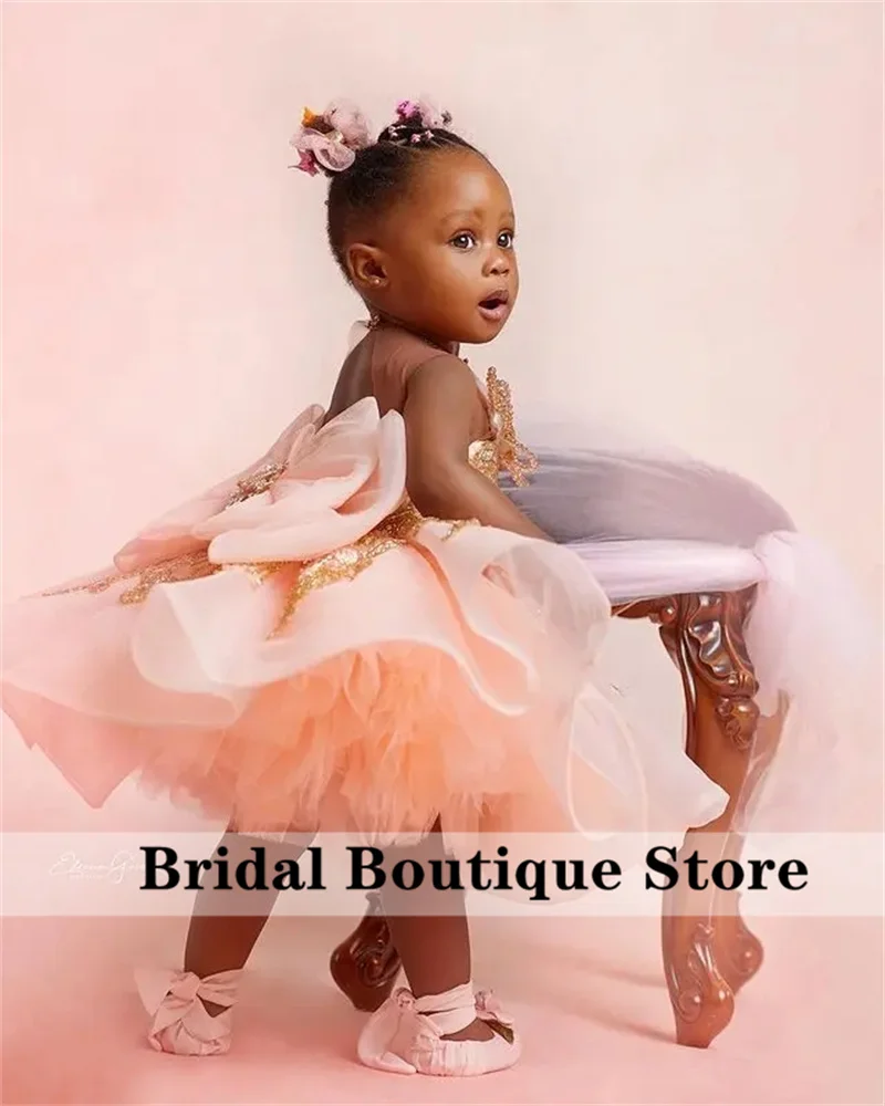 

Милые розовые платья для девочек с цветами, бальное платье с рукавом 3/4, с кристаллами и бусинами, для девочек, для конкурса, дня рождения, платье для первого причастия