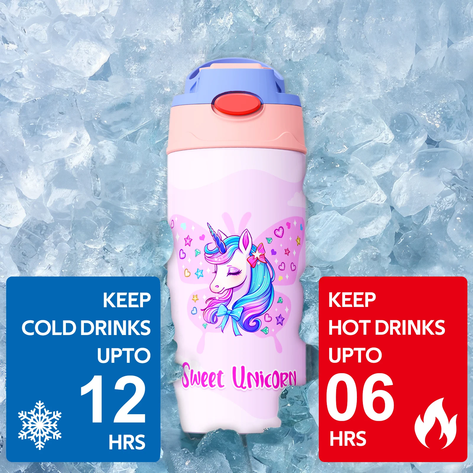 360ML Unicorn Kids Water Bottle Vacuum Flacks Stainless Steel