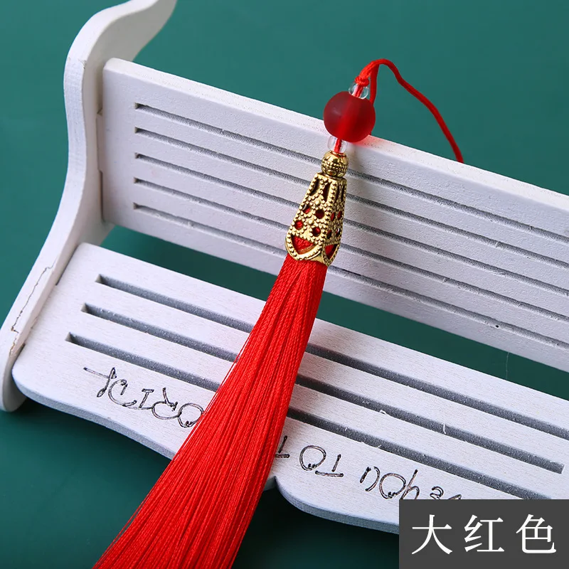 Long Polish Beads Ice Silk Tassel Fringe Vertical Anti-Wrinkle Tassels for Spring Festival, Small Pendant, Han Chinese Clothing