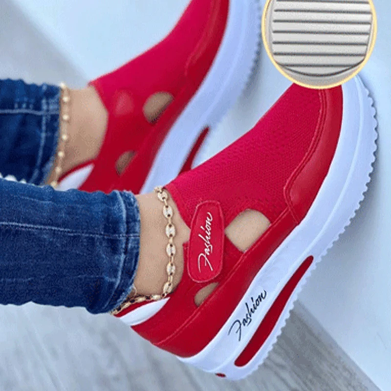 2022 Female Casual Vulcanized Shoes Sneakers Women Breathable Sport Mesh Platform Shoes Non-Slip Comfort Design Ladies Footwear