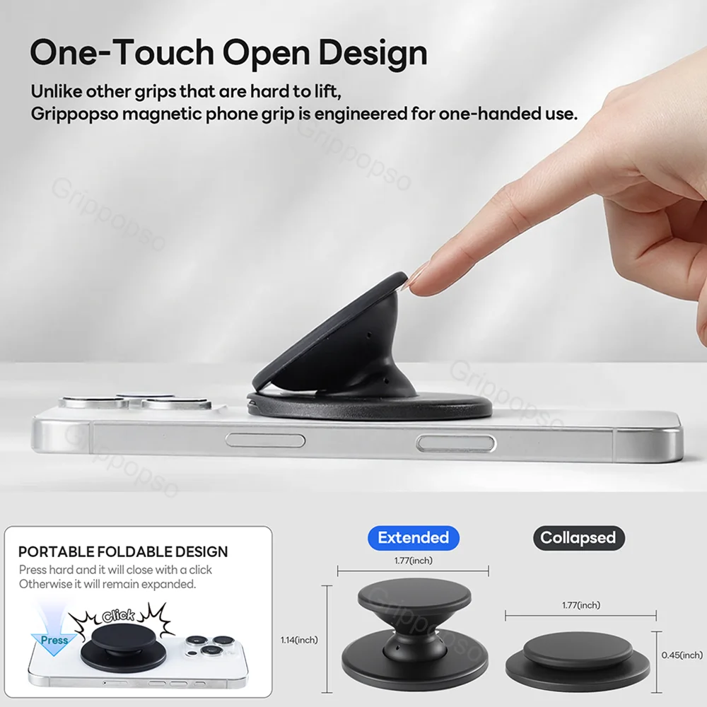 Grippopso Magnetic 360° Rotating Phone Grip and Kickstand