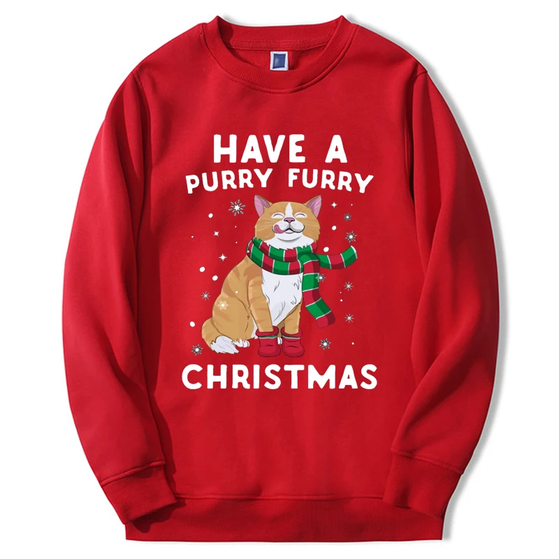 

Have A Purry Furry Hoodies 2023 Christmas Cat Long Sleeve Casual Tracksuit Streetwear Winter Sweatshirt Streetwear Man Tops