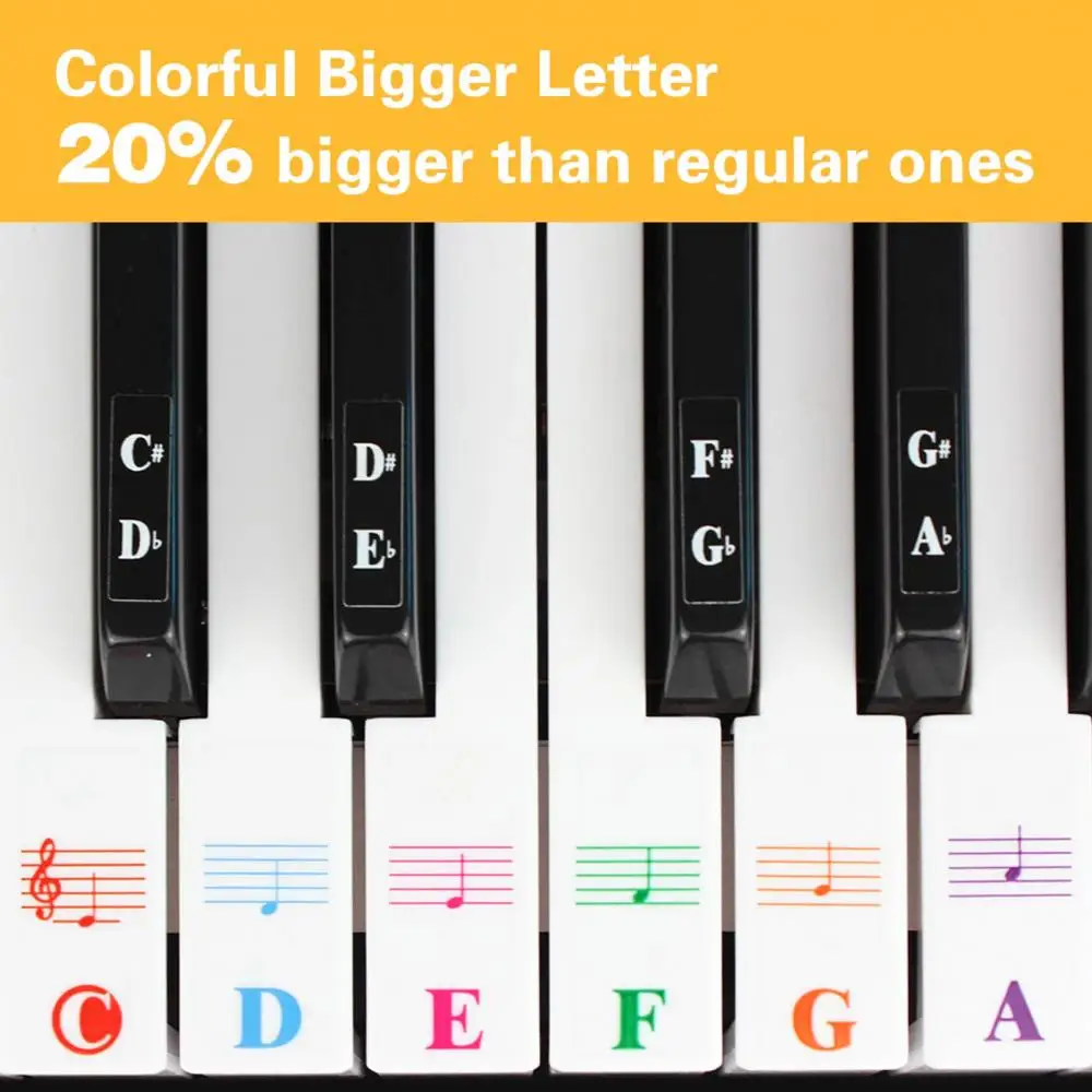 Transparent music decal notes piano keyboard stickers 49/61 or 88-key electronic piano spectrum sticker symbol piano keyboard stickers