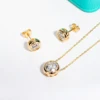 AnuJewel D Color Moissanite Bezel Stud Earrings 18K Gold Plated Pendant Necklace 925 Sterling Silver Jewelry Set Customs Jewelry 5