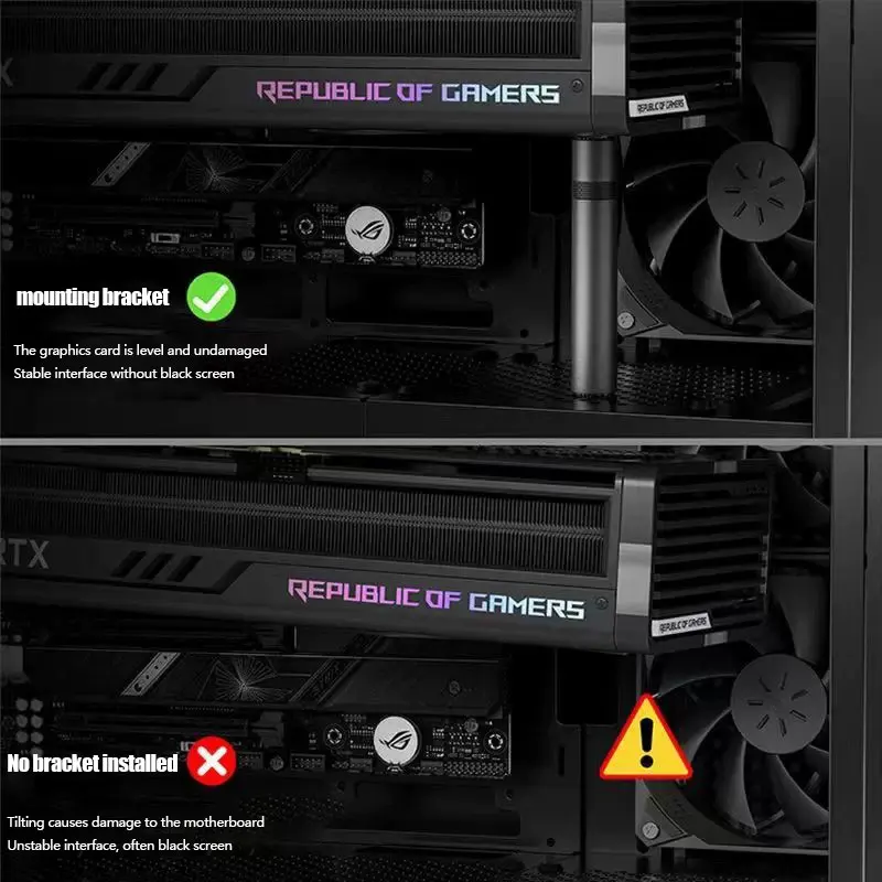 Premium Vertical Mounting Graphics Card Bracket - Sleek Aluminum Alloy Design with Magnetic Support and Adjustable Knob for Compact Desktop Cases