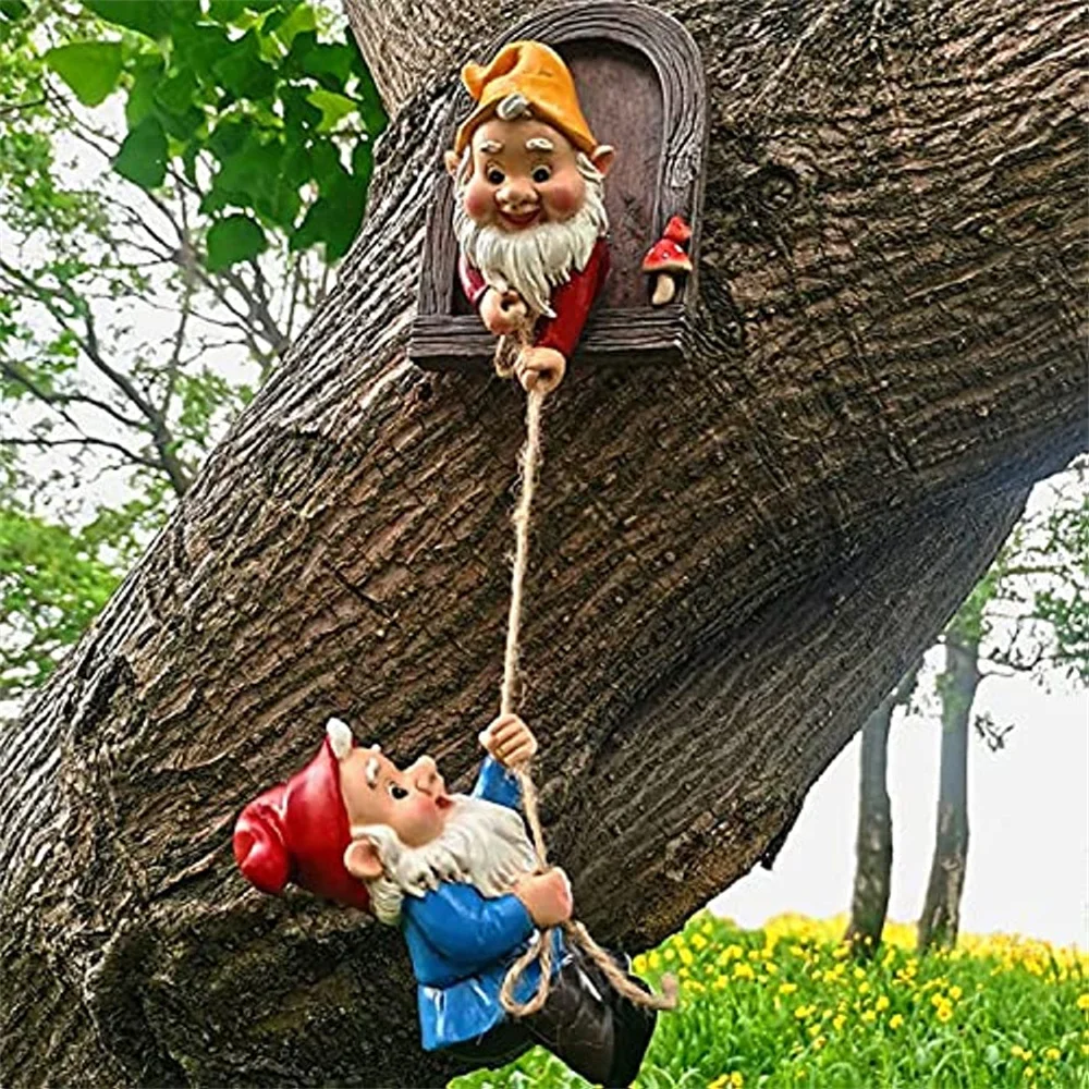 

Fairy Garden Climbing Gnomes Tree Decor Funny Gnome Statue Art Resin Dwarf Sculpture for Patio Yard Lawn Outdoor Decoration