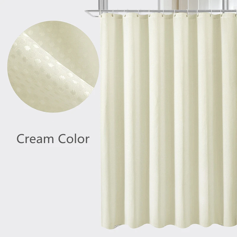 Plain Polyester Waffle Mildew-proof Shower Curtain Home Bathroom Partition Curtain Simple Waterproof Shower Curtain 3
