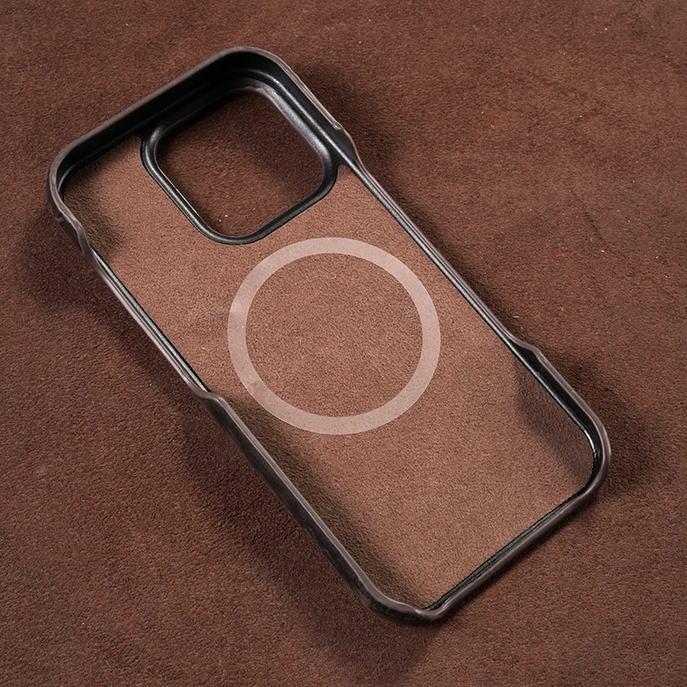 for Magsafe Case for iPhone 16 15 Pro Max 16Pro Retro Luxury Full Grain Cowhide Genuine Oiled PULL-UP Leather Magnetic Cover 2