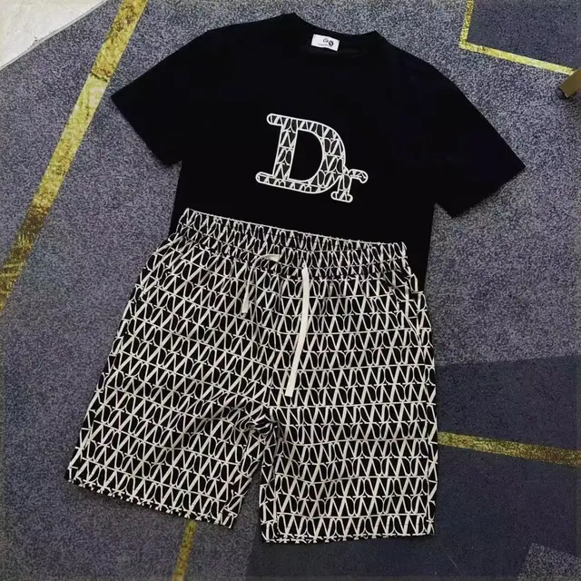 Conjunto de pantalones cortos deportivos blancos para hombre, Camiseta con estampado del alfabeto, camiseta esencial de alta calidad, tendencia fresca Xl, 2024