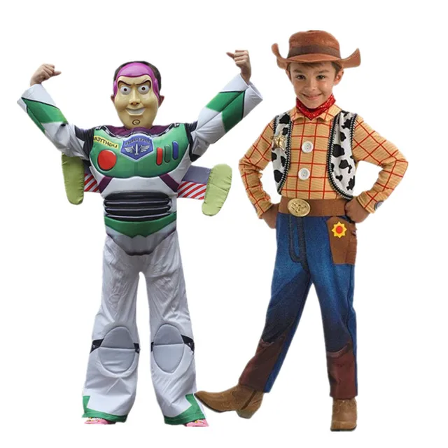 Disguise Buzz Lightyear Deluxe Child Costume Cowboy Woody Costume Halloween, Birthday Parties Kid Gifts