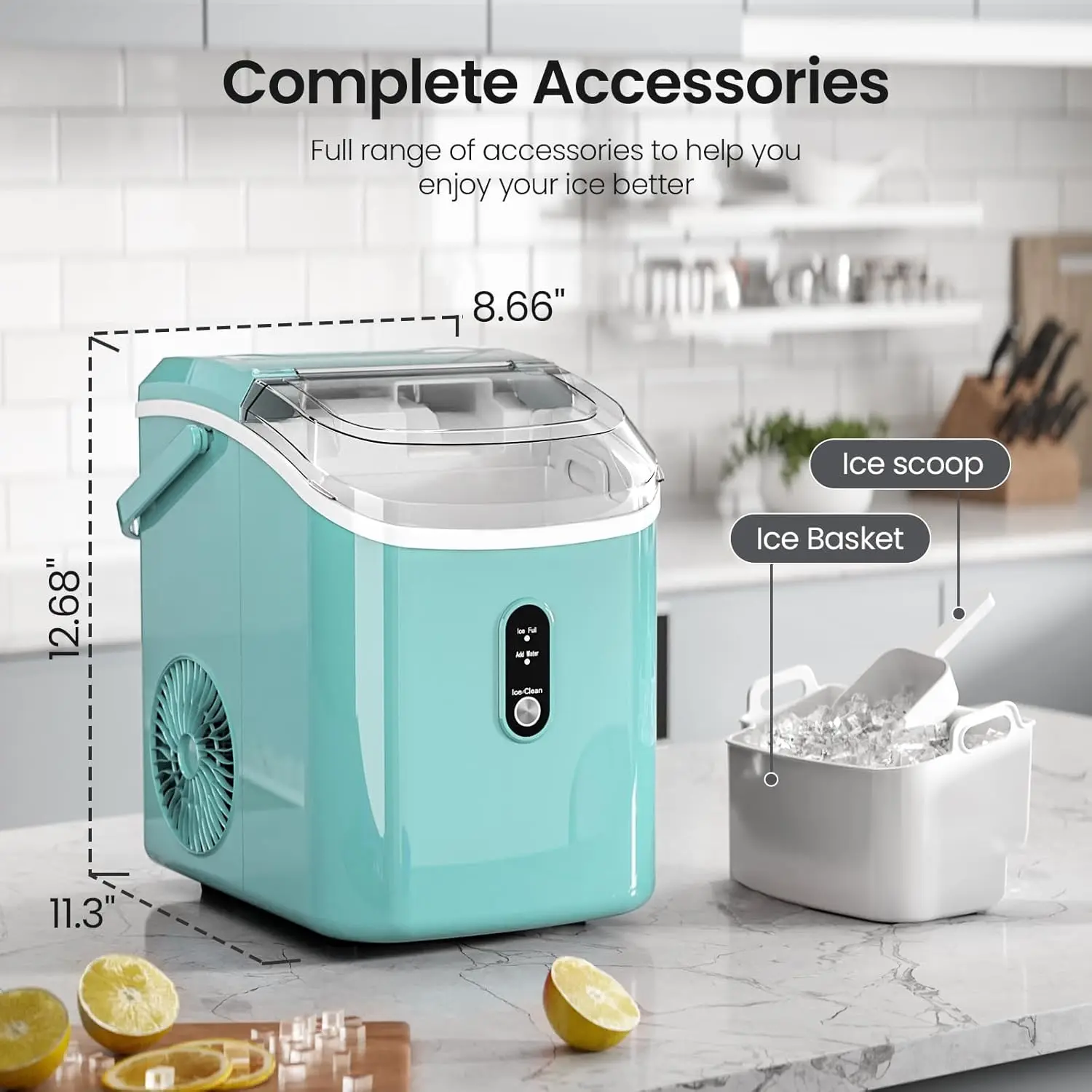 Nugget Ice Maker Countertop,35lbs/24H,Portable Pebble Ice Machine with Handle,Self-Cleaning Function,Pellet Maker for Home