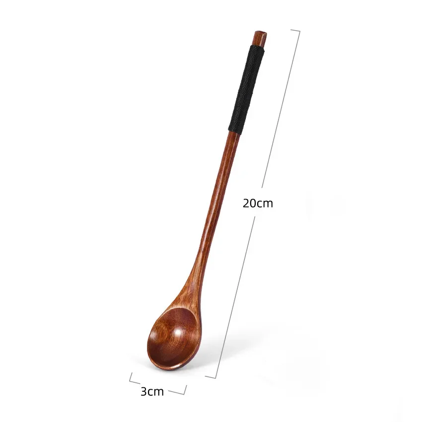 Elegant Wooden Teaspoon Set - Long Handled Dessert and Stirring Spoons