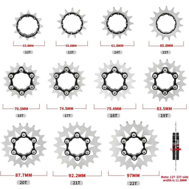 Bicycle Cassette 12-22T Single Speed Conversion Kit for Fixie/BMX Bike