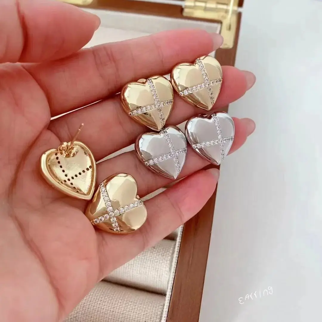

5 пар, женские медные серьги-гвоздики с фианитом