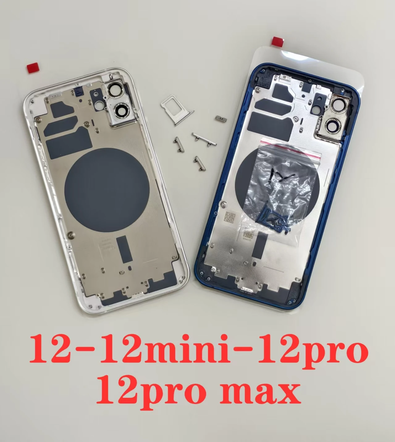 후면 하우징, iPhone 12 Pro Max 12 쉘용 무료 선물 포함, 배터리 뒷면 커버+중간 섀시 프레임+iPhone 12 Mini용 사이드 키
