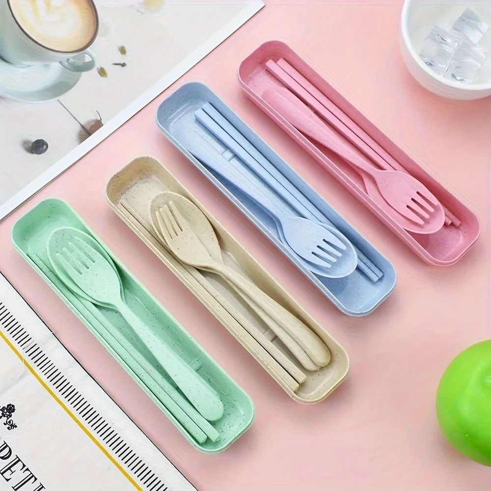 5Pcs/Set Portable Travel Utensil Set With Case, Reusable Tableware Includes Cutlery, Coffee Spoon, Salad Fork, Steak Knife, Meal