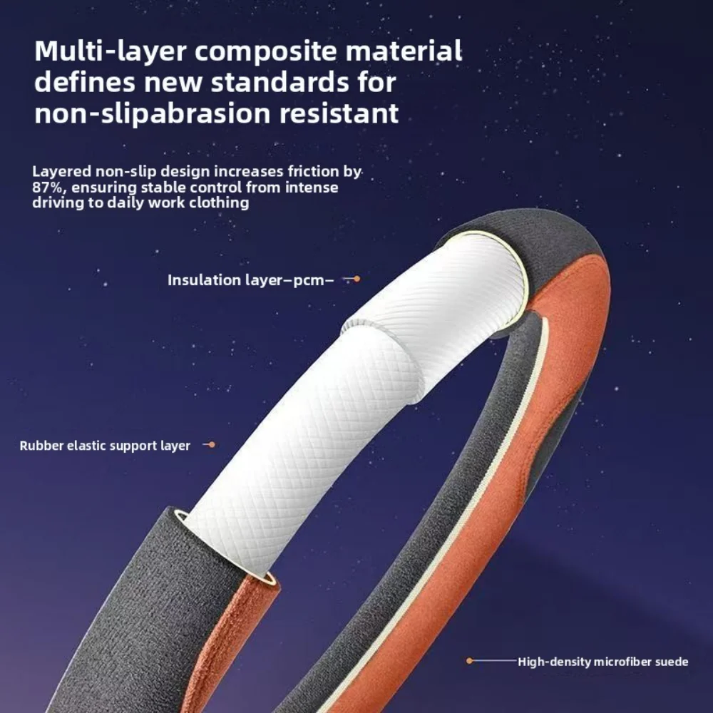 Suede Universal Steering Wheel Cover - Non-Slip, Breathable & Comfortable Grip for All Seasons